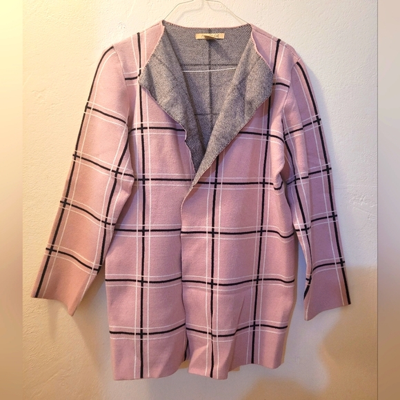 Ava Paige XL Pink Plaid Blazier Jacket - Picture 1 of 6